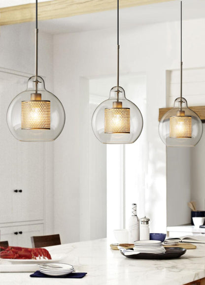 Sleek Round Cut Glass Pendant Light Fixture
