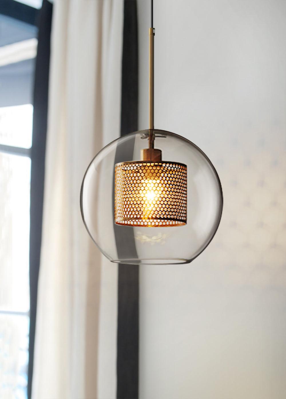 Sleek Round Cut Glass Pendant Light Fixture