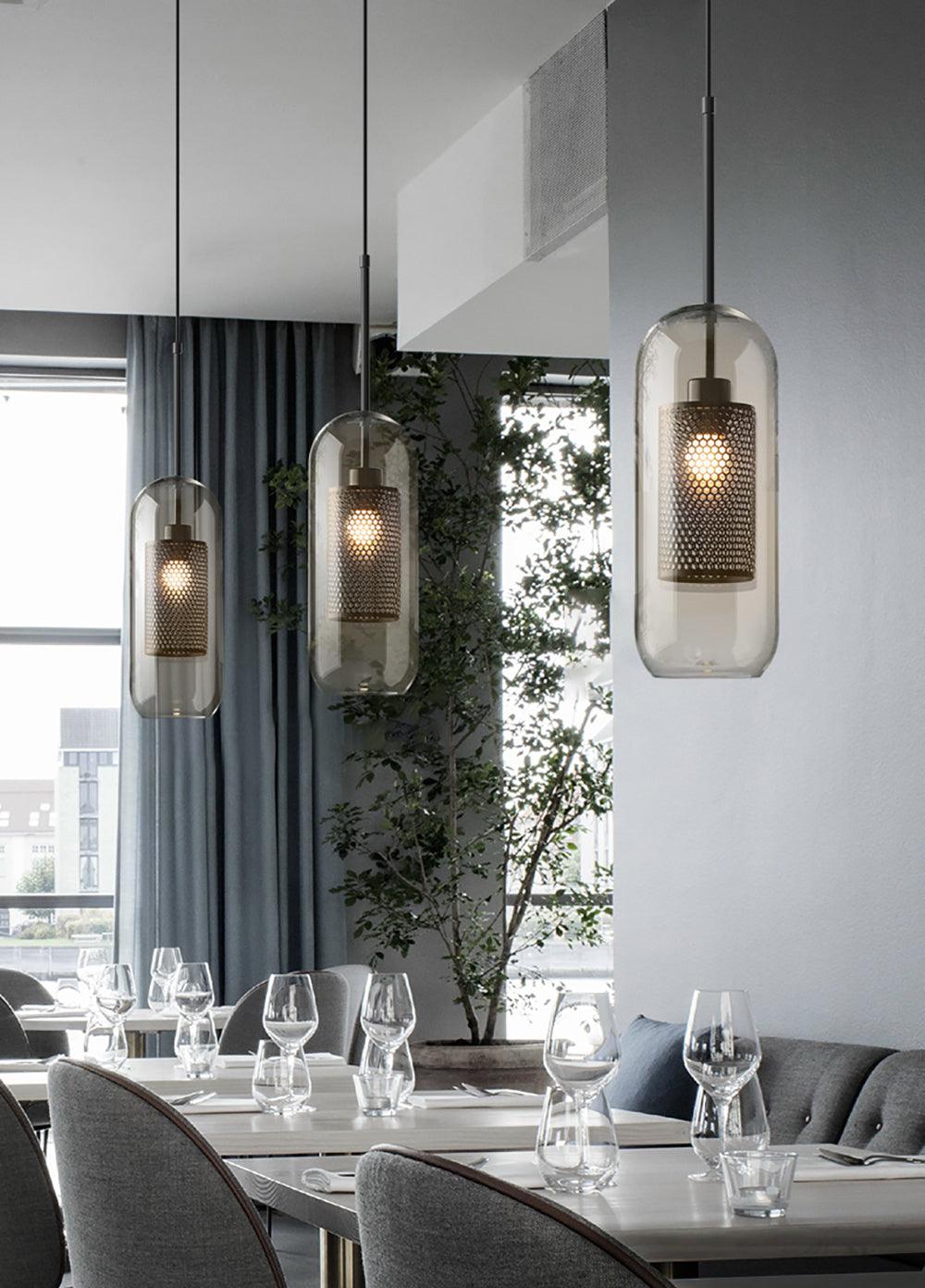 Sleek Round Cut Glass Pendant Light Fixture