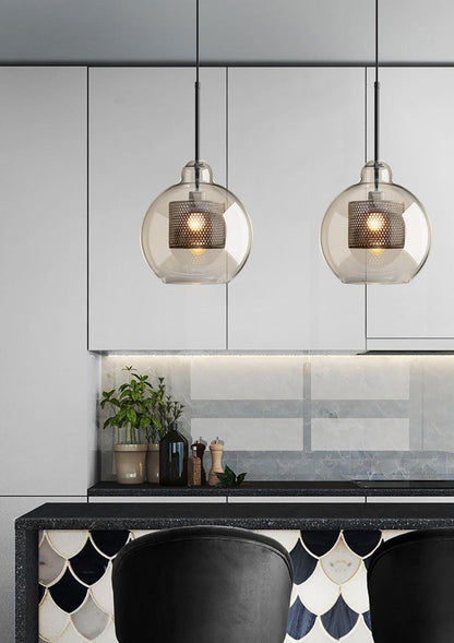 Sleek Round Cut Glass Pendant Light Fixture
