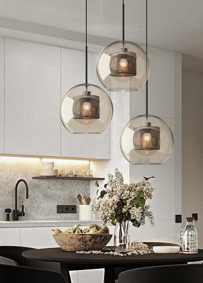 Sleek Round Cut Glass Pendant Light Fixture