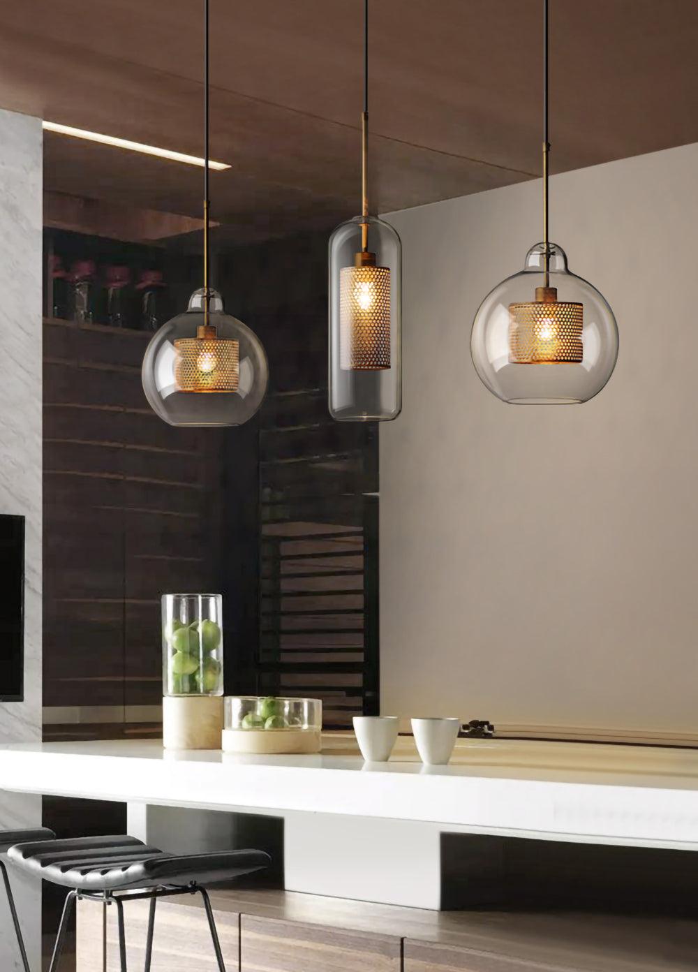 Sleek Round Cut Glass Pendant Light Fixture