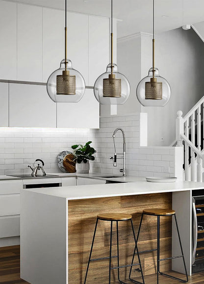 Sleek Round Cut Glass Pendant Light Fixture