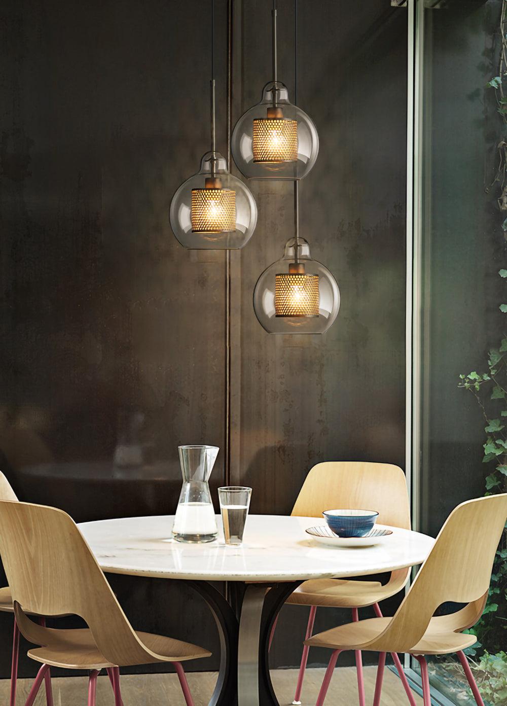 Sleek Round Cut Glass Pendant Light Fixture