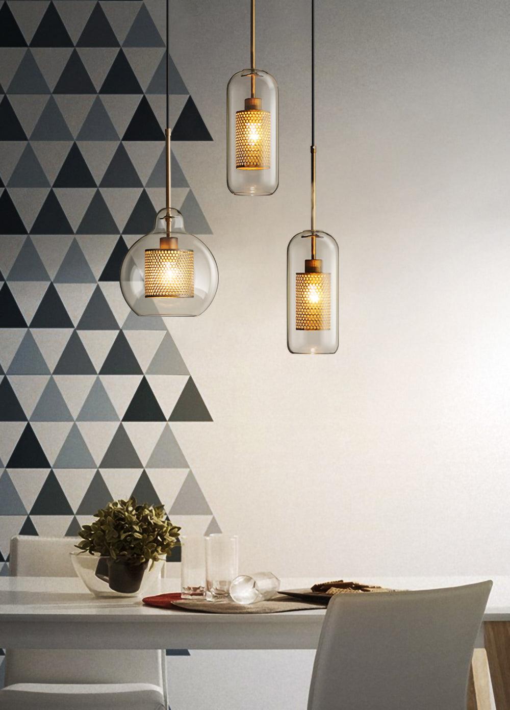 Sleek Round Cut Glass Pendant Light Fixture