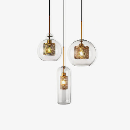 Sleek Round Cut Glass Pendant Light Fixture - Fesara