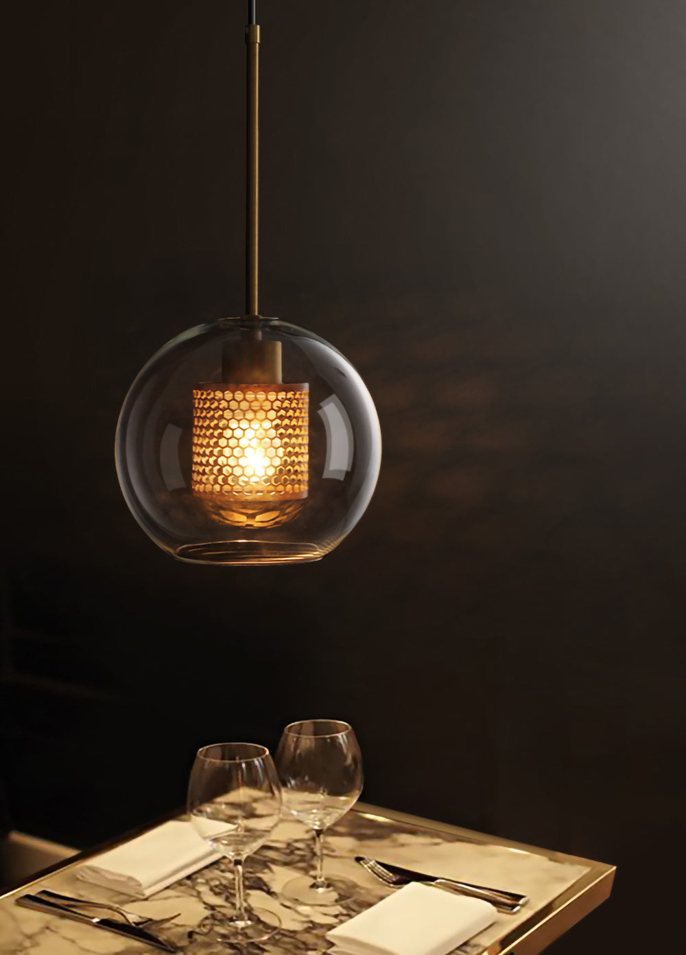 Sleek Round Cut Glass Pendant Light Fixture