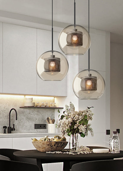 Sleek Round Cut Glass Pendant Light Fixture