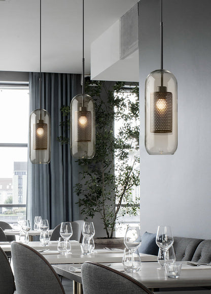 Sleek Round Cut Glass Pendant Light Fixture