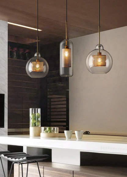 Sleek Round Cut Glass Pendant Light Fixture
