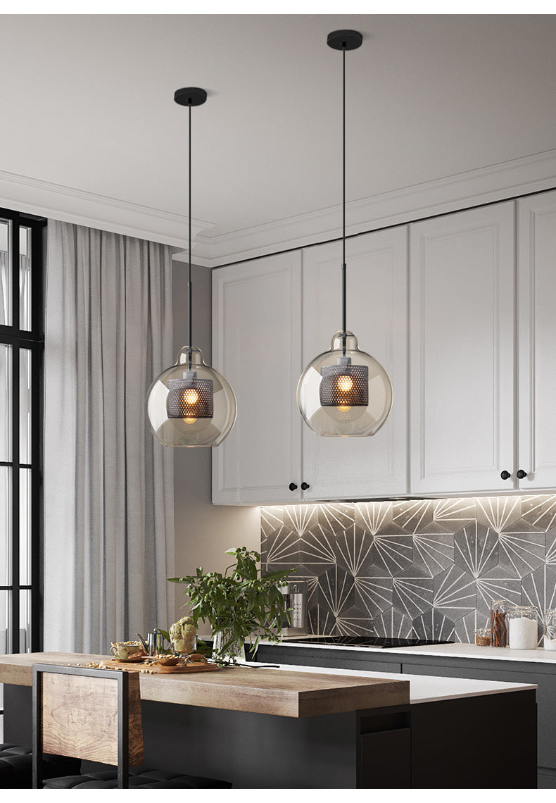 Sleek Round Cut Glass Pendant Light Fixture