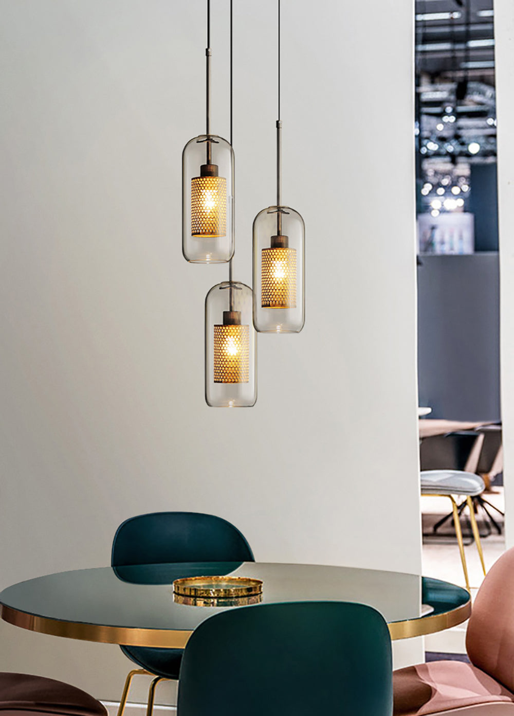 Sleek Round Cut Glass Pendant Light Fixture