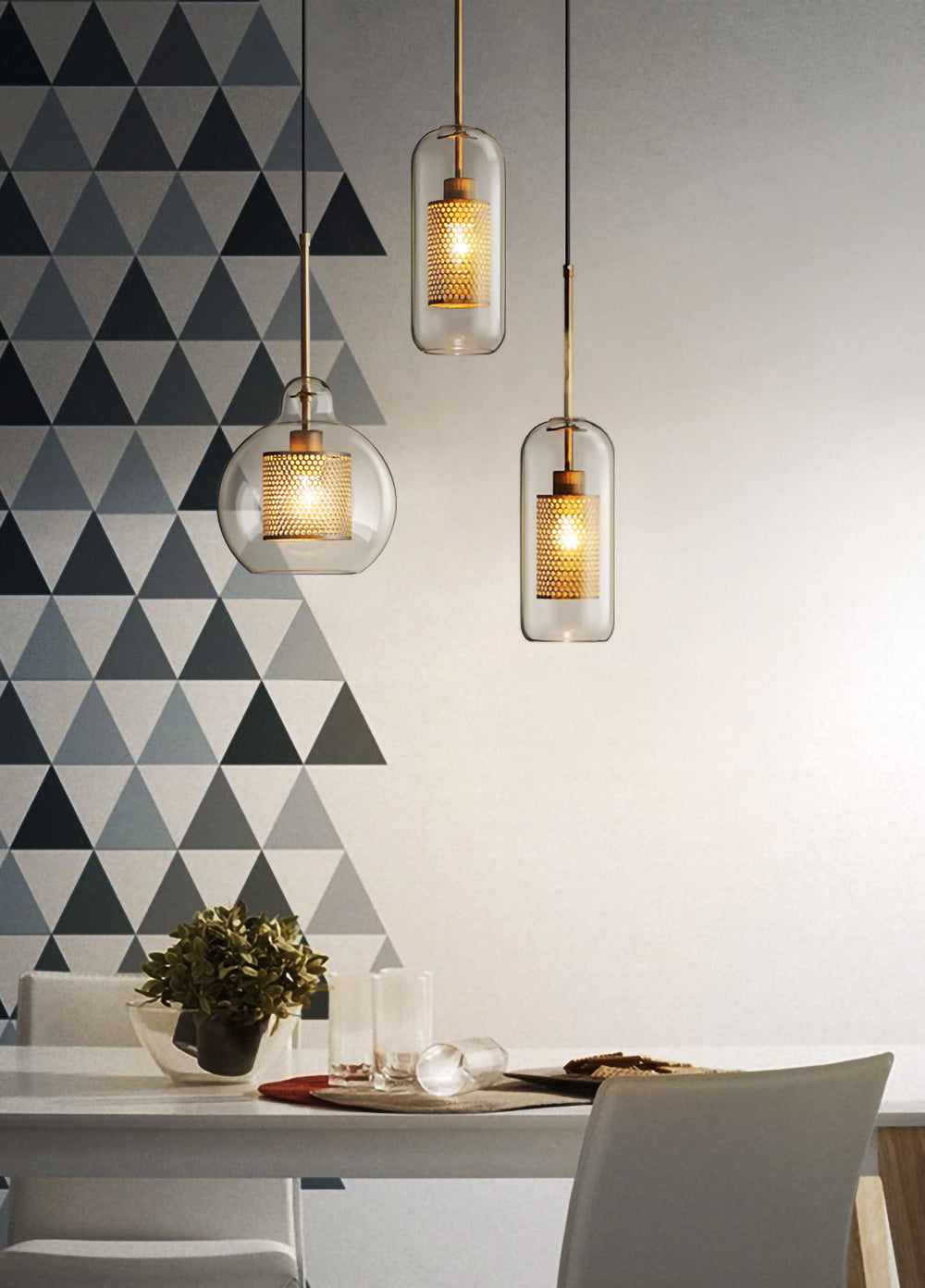 Sleek Round Cut Glass Pendant Light Fixture
