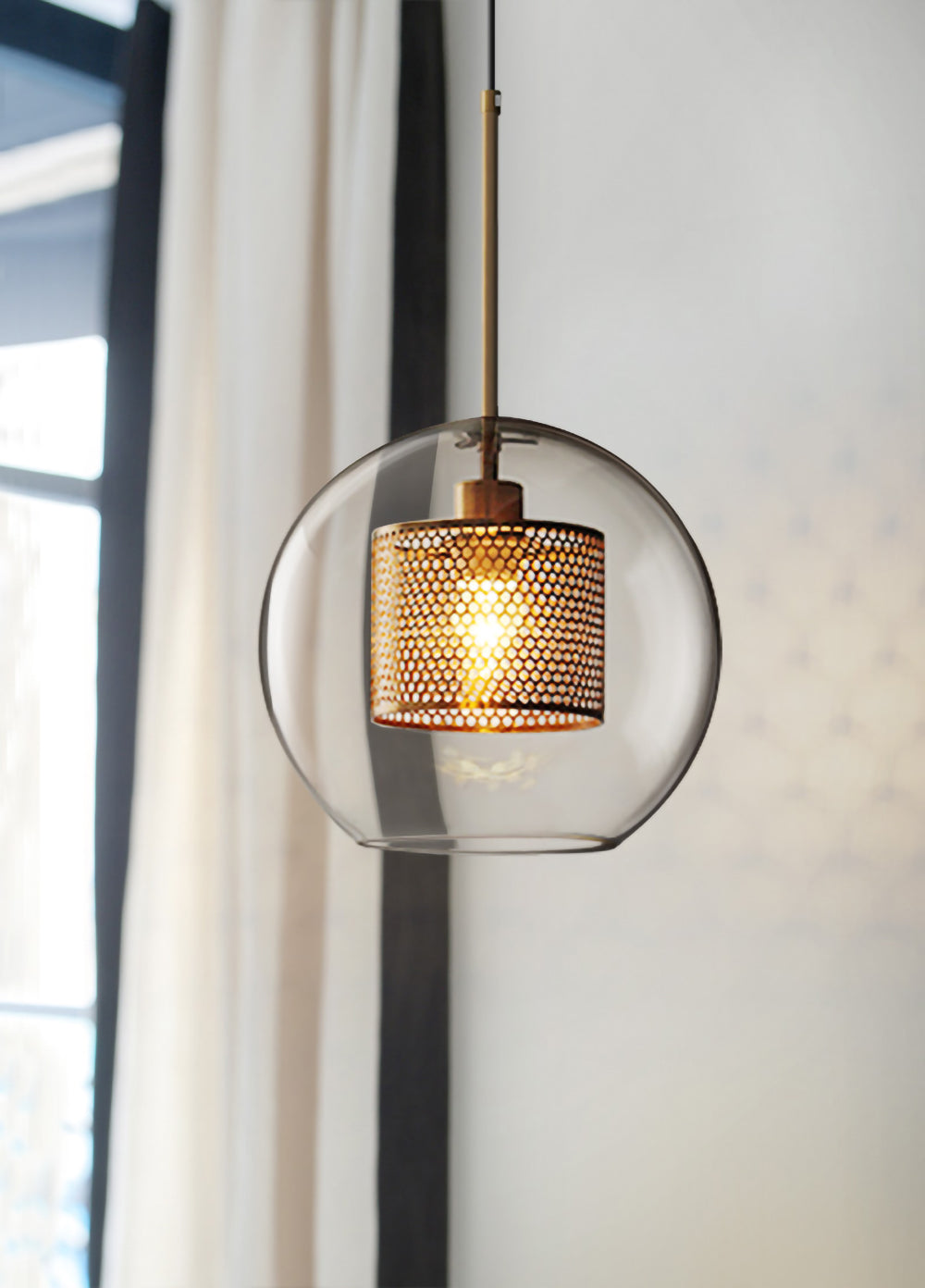 Sleek Round Cut Glass Pendant Light Fixture