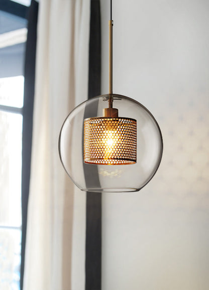 Sleek Round Cut Glass Pendant Light Fixture