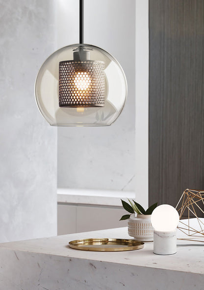 Sleek Round Cut Glass Pendant Light Fixture