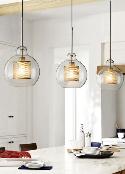 Sleek Round Cut Glass Pendant Light Fixture