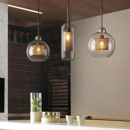 Sleek Round Cut Glass Pendant Light Fixture