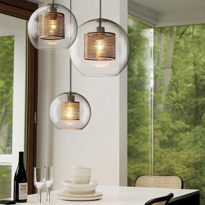 Sleek Round Cut Glass Pendant Light Fixture