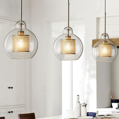 Sleek Round Cut Glass Pendant Light Fixture