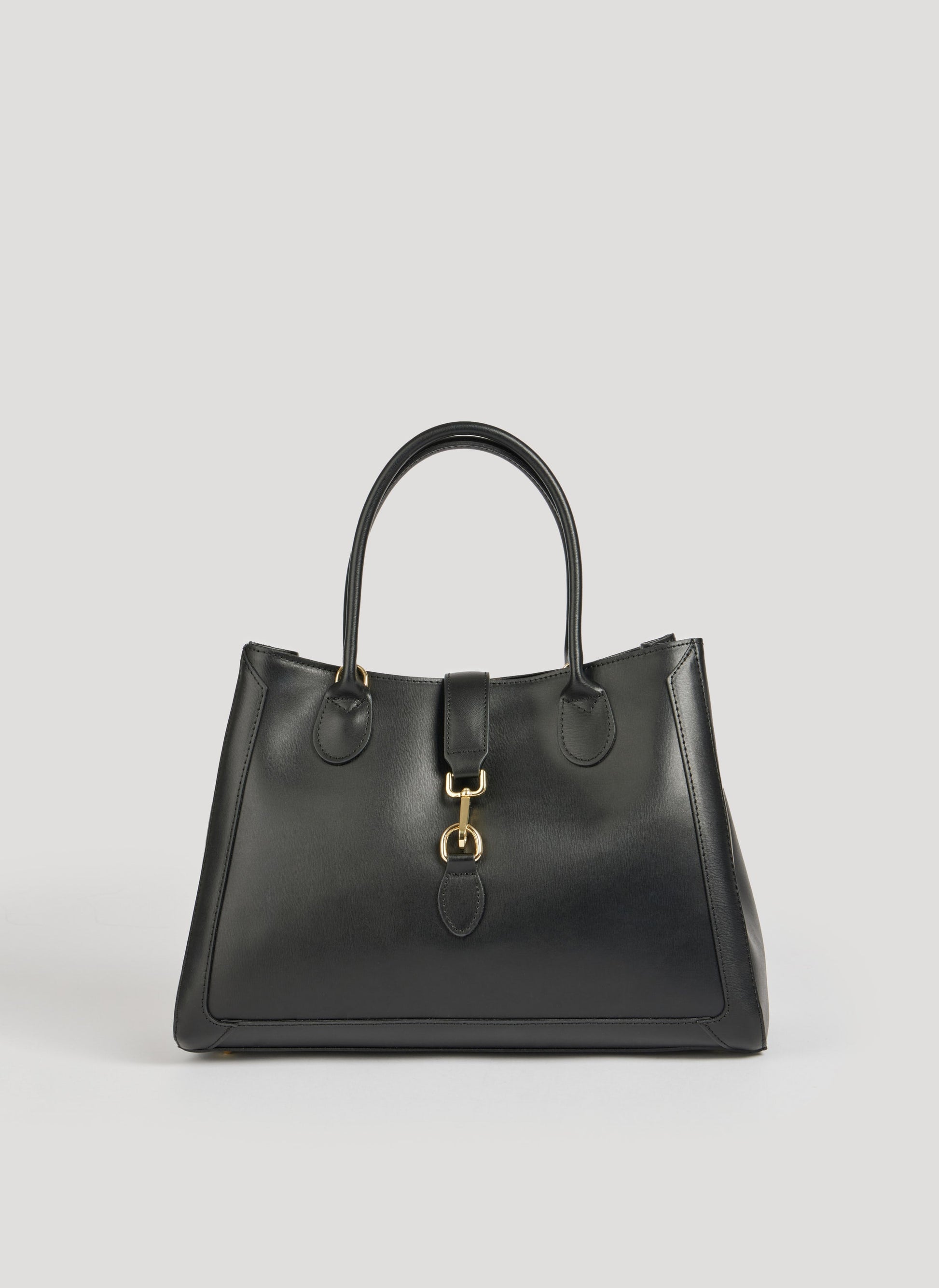 Classic Black Leather Tote Bag for Women - Fesara