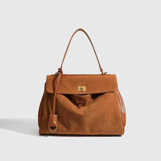 Luxury Suede Tote Bag - Chic Everyday Shoulder Bag - Fesara