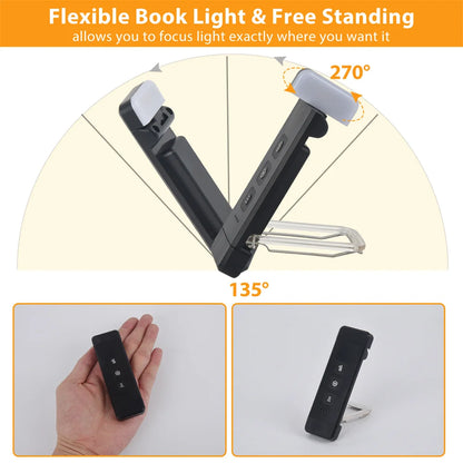 Compact LED Reading Light with Clip and USB Recharge
