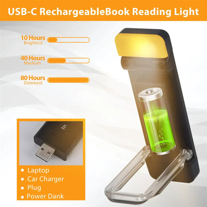 Compact LED Reading Light with Clip and USB Recharge