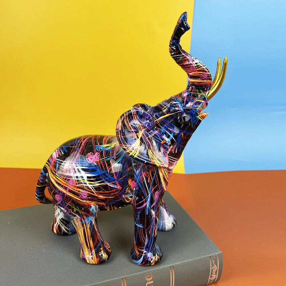 Vibrant Elephant Figurine Large Decorative Statue