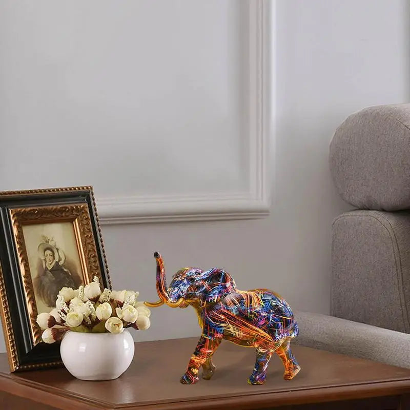 Vibrant Elephant Figurine Large Decorative Statue