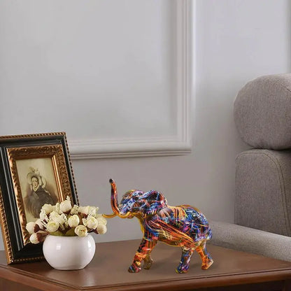 Vibrant Elephant Figurine Large Decorative Statue