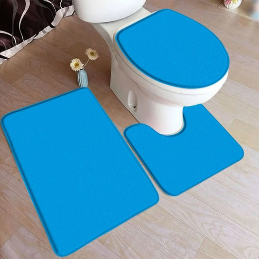 Soft Plush 3-Piece Bathroom Rug Set with Grip Bottom - Fesara