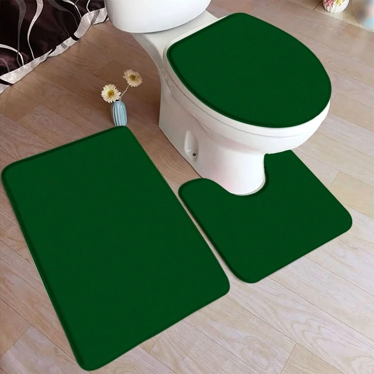 Soft Plush 3-Piece Bathroom Rug Set with Grip Bottom