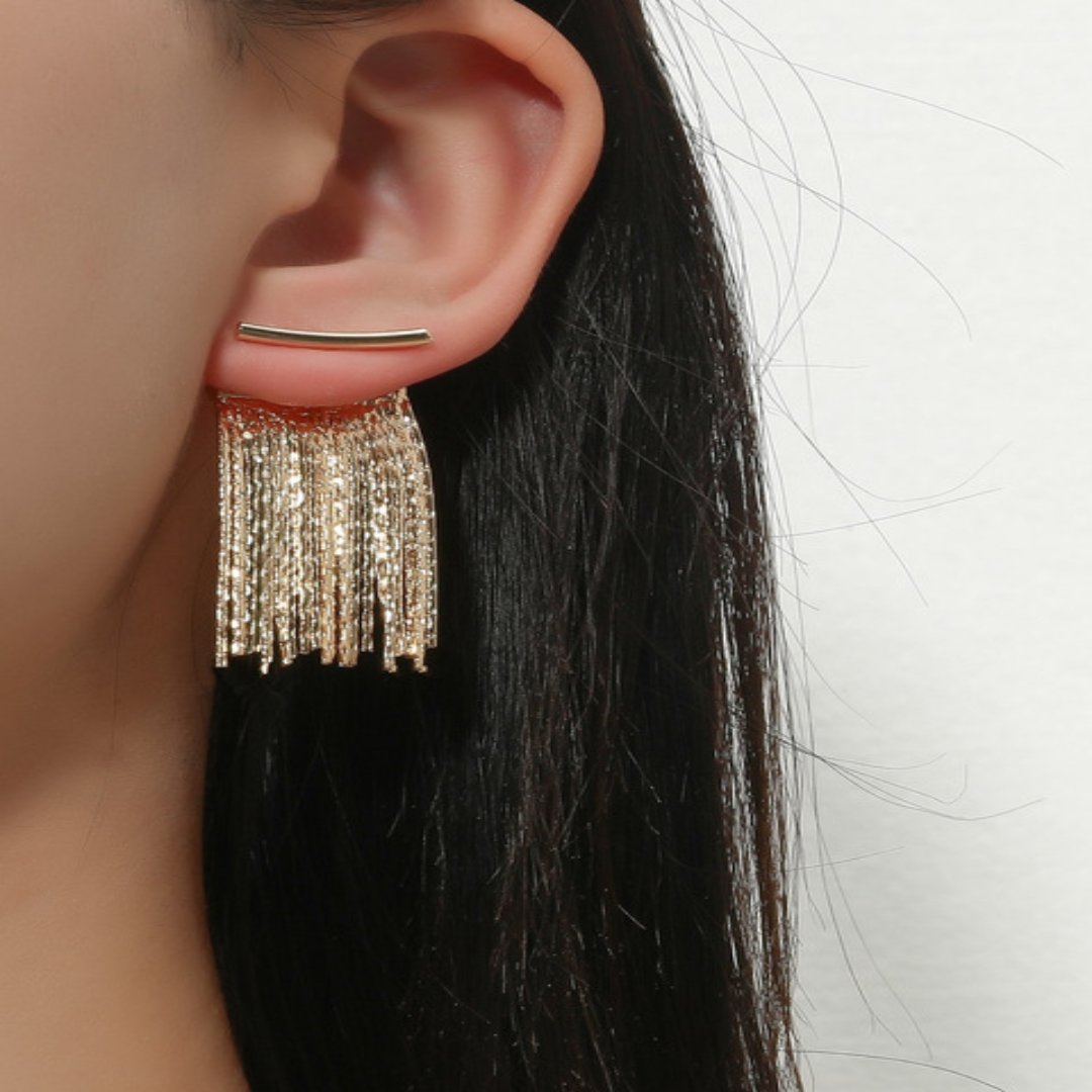 Luxury Gold Drop Tassel Earrings