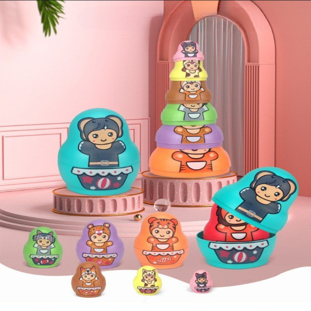 Fun Colorful Wooden Russian Nesting Dolls