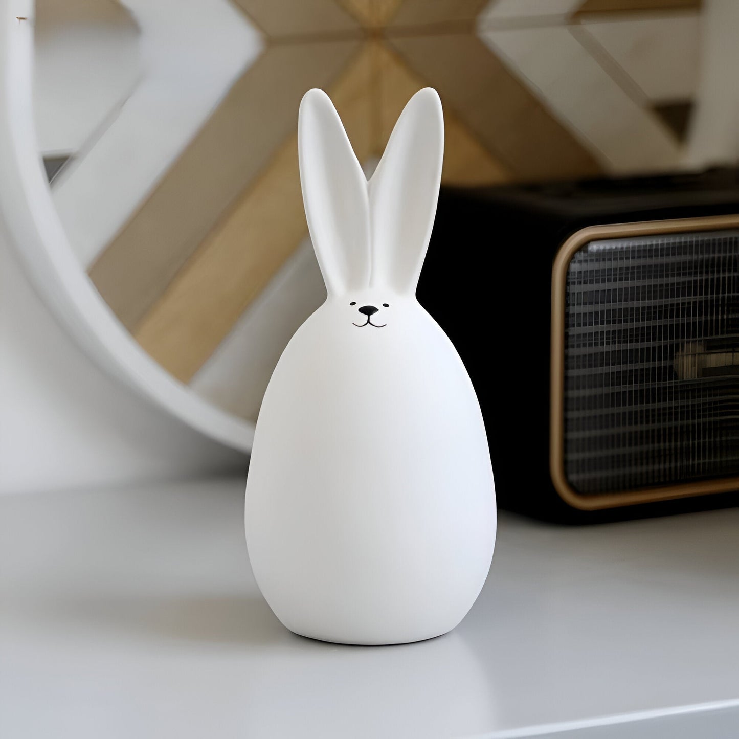 Simple White Ceramic Bunny Figurine Decoration