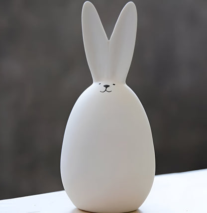 Simple White Ceramic Bunny Figurine Decoration