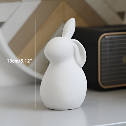 Simple White Ceramic Bunny Figurine Decoration