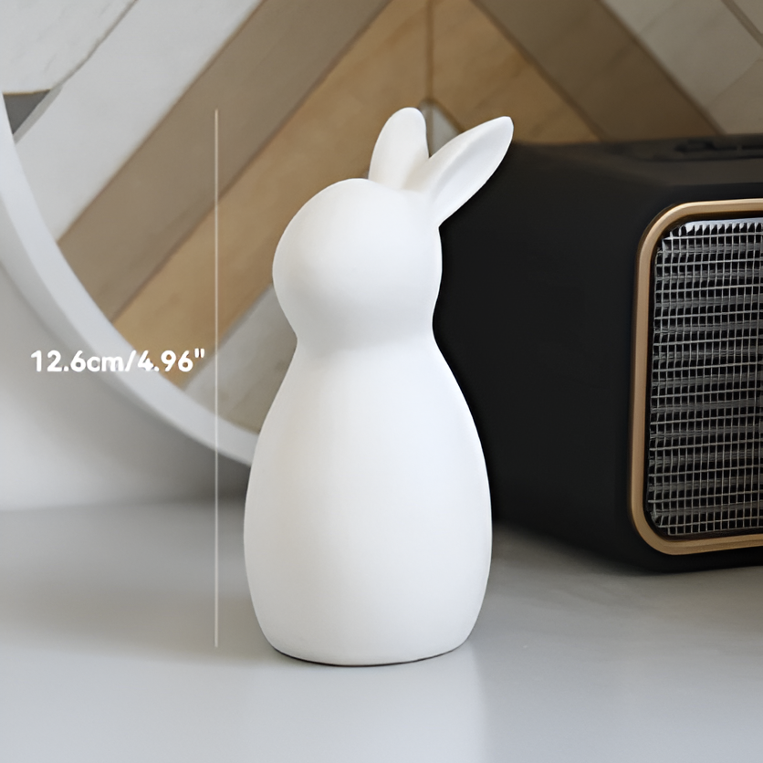 Simple White Ceramic Bunny Figurine Decoration