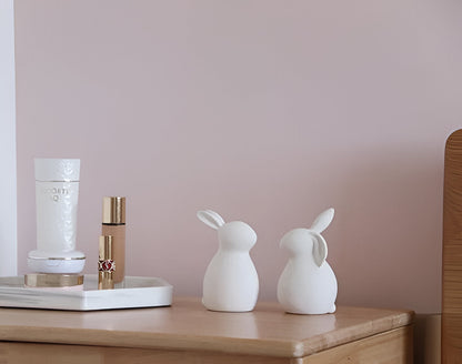 Simple White Ceramic Bunny Figurine Decoration
