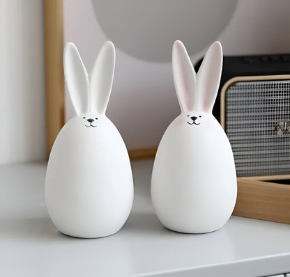 Simple White Ceramic Bunny Figurine Decoration