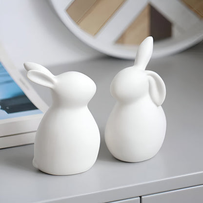 Simple White Ceramic Bunny Figurine Decoration