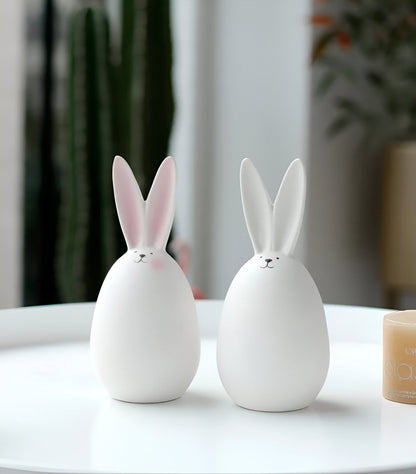 Simple White Ceramic Bunny Figurine Decoration