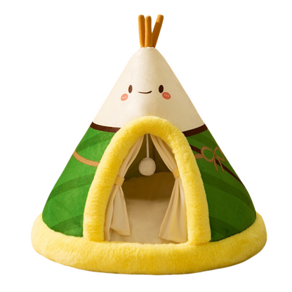 CozyNest | Elegant Soft Fleece Heated Cat Tent Bed 3