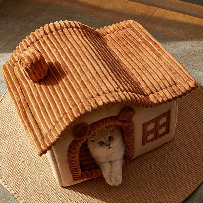 CozyNest | Plush Safe Indoor Cat Bed with House Design and Cave Style 2