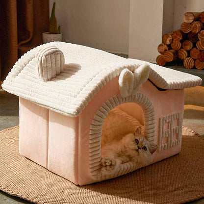 CozyNest | Plush Safe Indoor Cat Bed with House Design and Cave Style 3