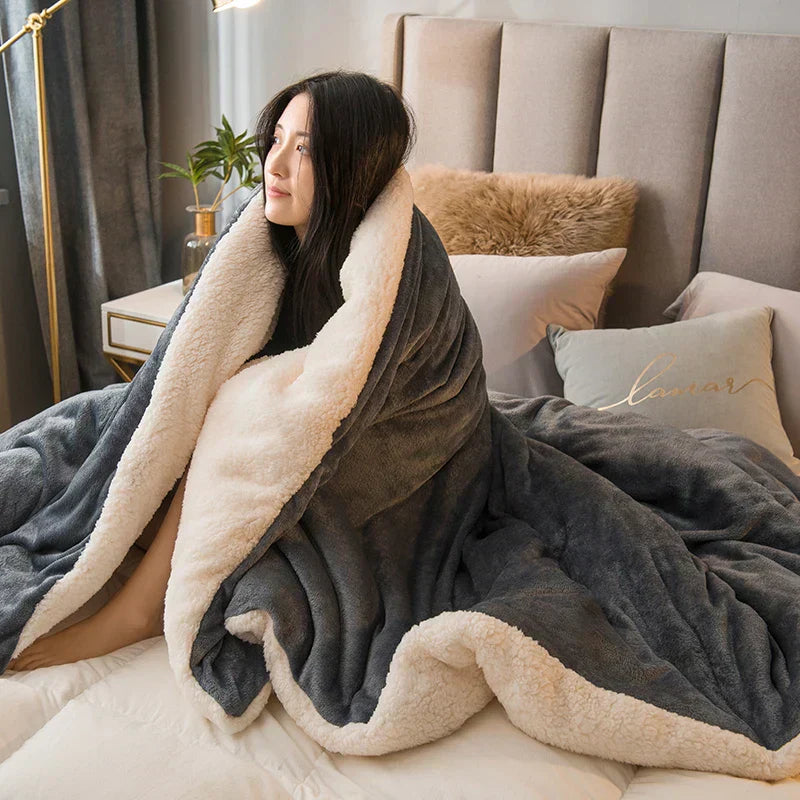 Soft Plush Reversible Winter Blanket - Fesara