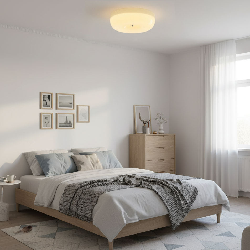 Soft White Glass Semi Flush Ceiling Light Fixture