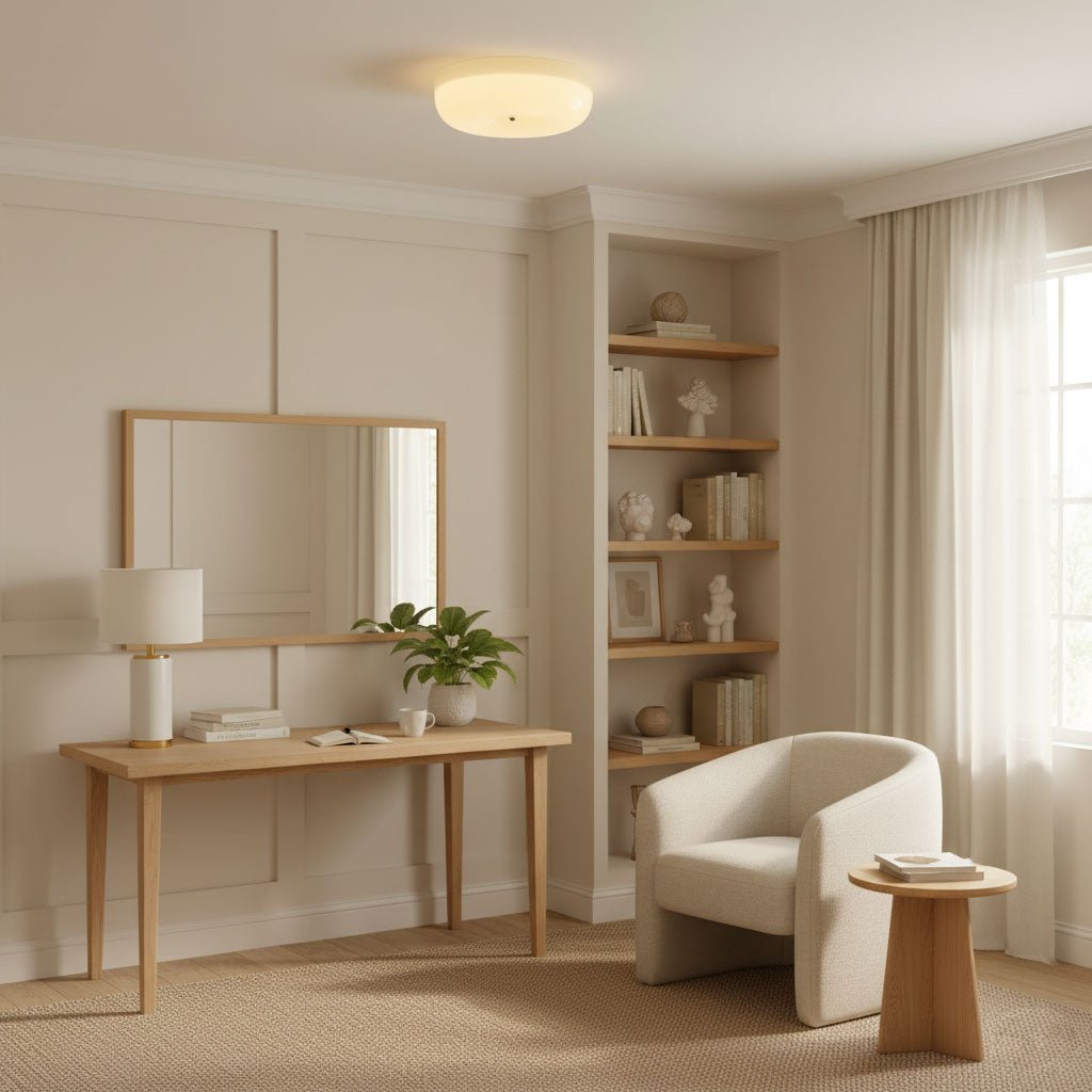 Soft White Glass Semi Flush Ceiling Light Fixture