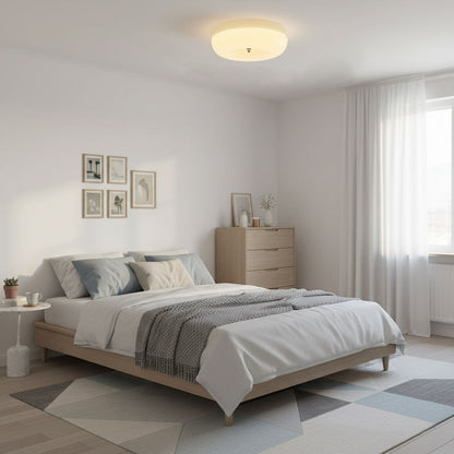 Soft White Glass Semi Flush Ceiling Light Fixture